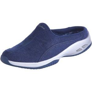 new SKECHERS size 11 womens mule clogs slip on shoes denim navy blue memory foam
